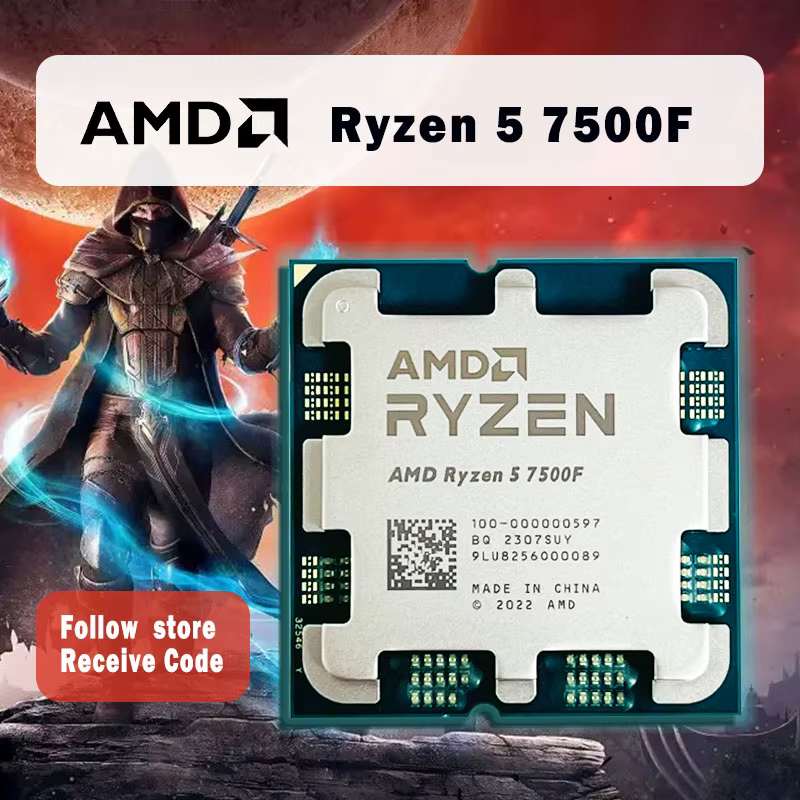 NEW AMD Ryzen 5 7500F R5 7500F 3.7GHz 6-Core 12-Thread CPU Processor 5NM L3=32M 100-000000597 Socket AM5 With out cooler