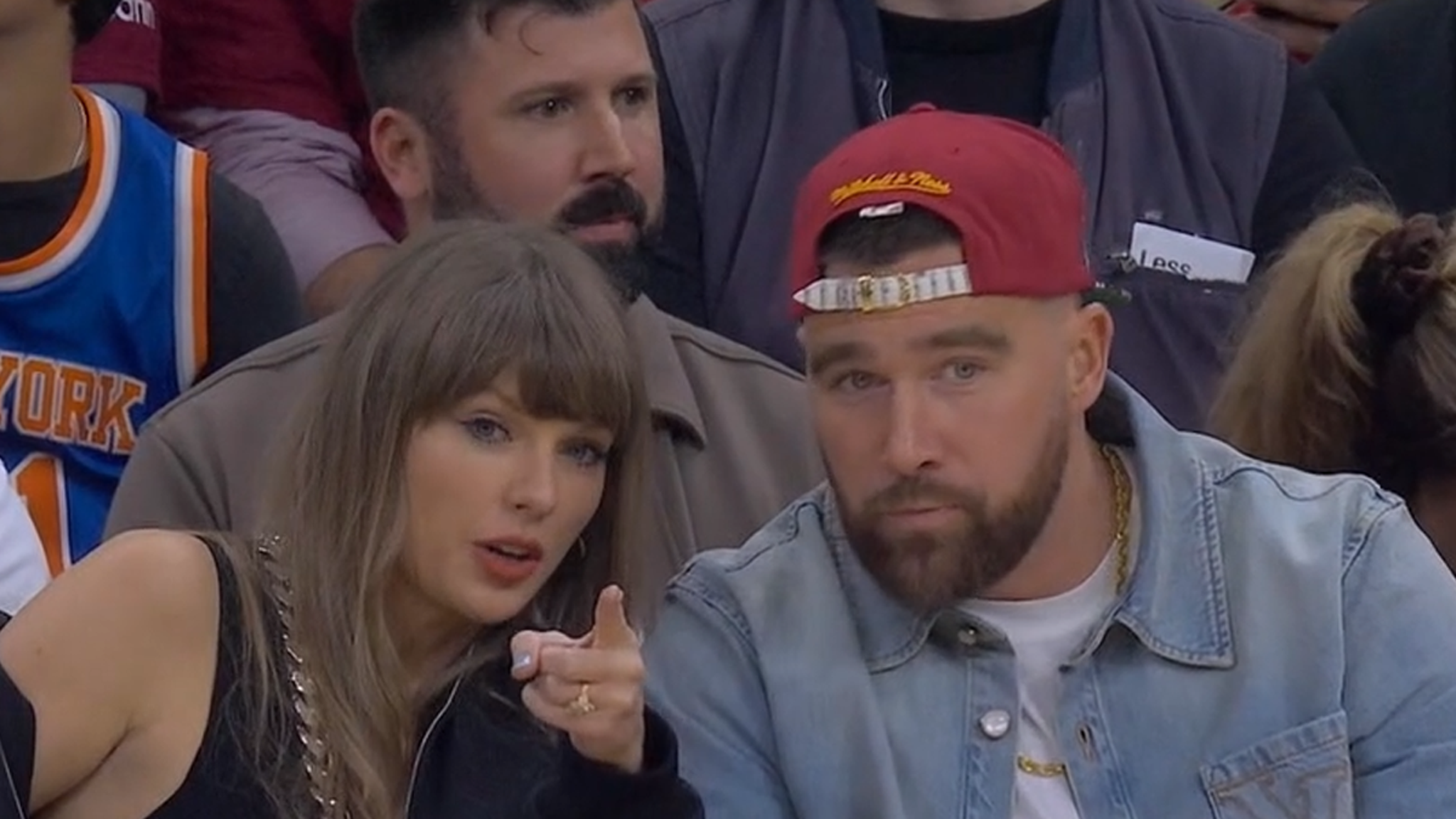 Taylor Swift Offers Travis Kelce Gum Courtside at Knicks-Cavs Playoff Recreation