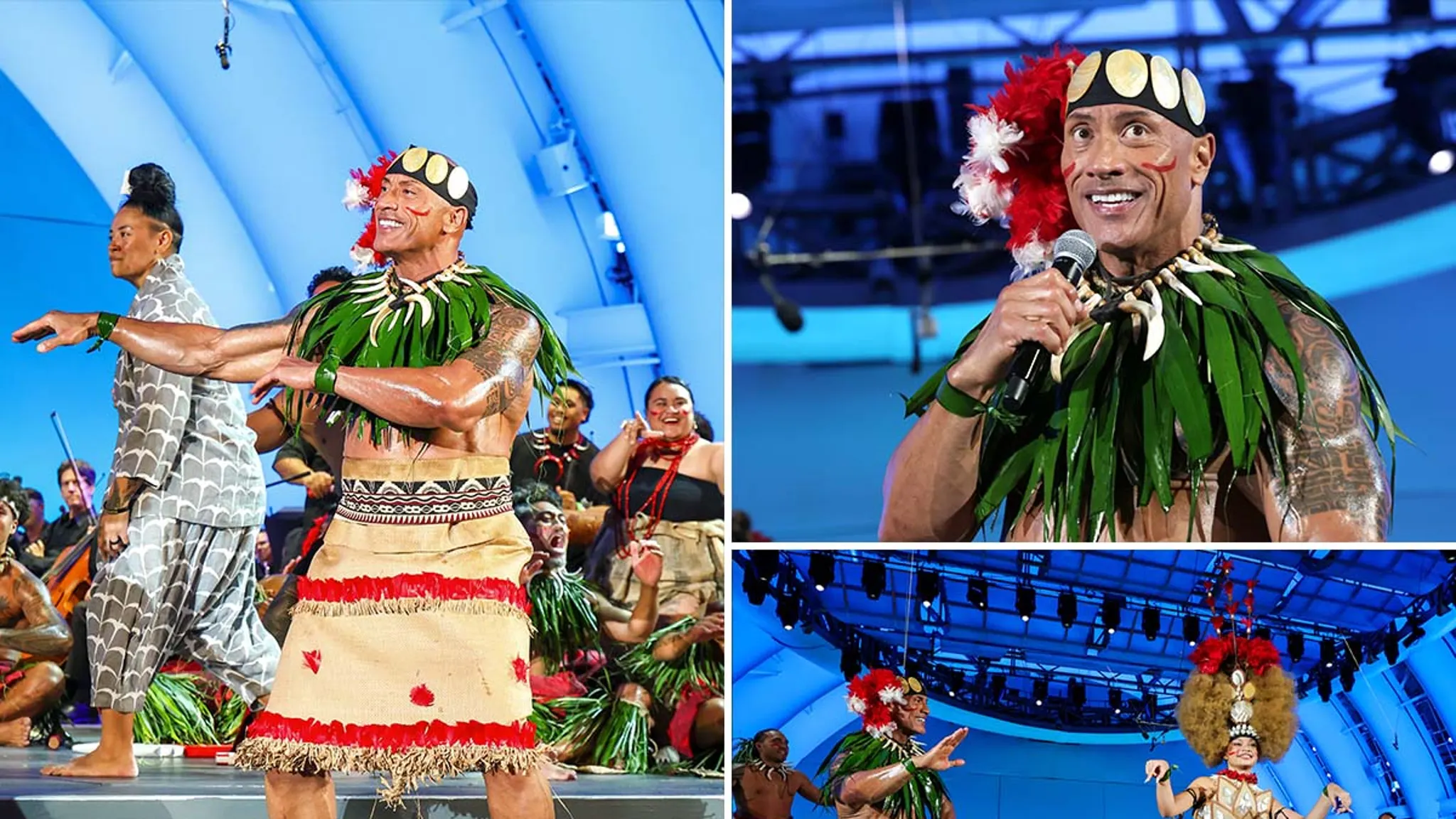Dwayne Johnson Dances In Conventional Samoan Outfit At 'Moana' Premiere